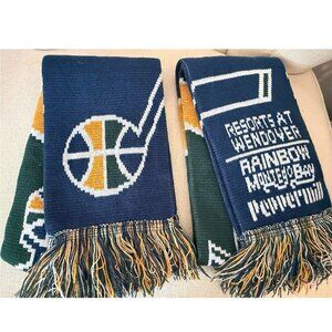 2 matching Utah JAZZ scarves NBA scarf 6.5 x 52" fringed basketball green yellow